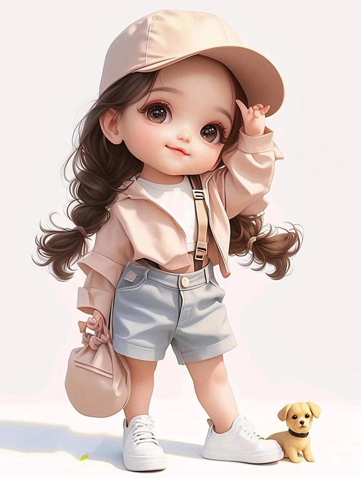 Chibi nữ cute với biểu cảm đáng yêu